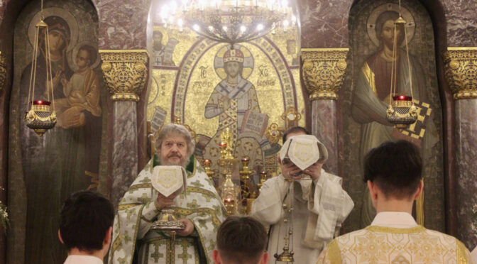 В ночь с 6 на 7 января 2022 года в храме Рождества Христова протоиерей Сергий Киселев совершил рождественское богослужение